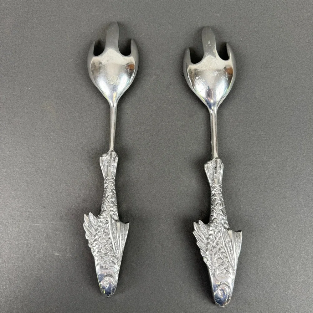 Vintage Fish Serving Forks Seafood/salad Aluminum Utensils set of 2